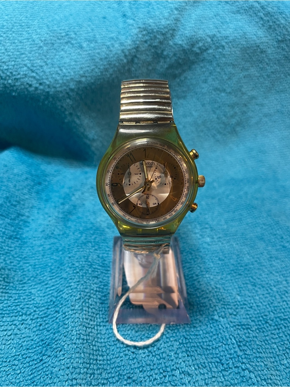 Vintage 1993 Swatch Chrono Golden Globe Watch SCG100/101 Flex Band